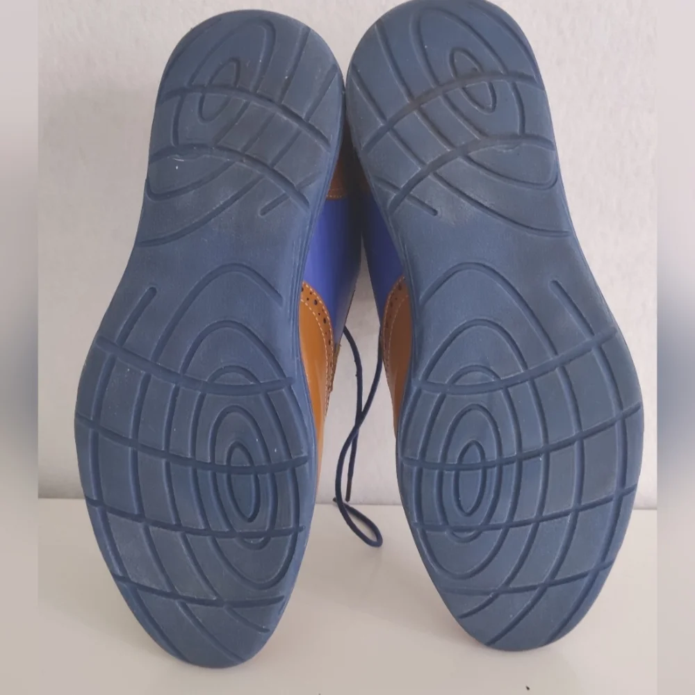 Meijiana Men's Blue And Light Brown Dress‎ Shoes Size 9 In Mind Condition
